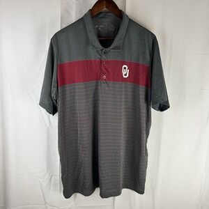 Oklahoma Sooners Antigua Short Sleeve Polo Gray Red Striped XXL OU